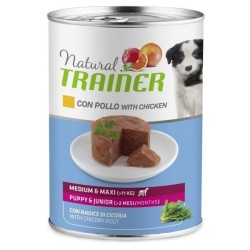 Natural Trainer Dog Puppy Medium Maxi Pollo Lattina in Patè 400 g