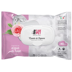 Flair Pet Salviette Detergenti Nuvole di Sapone Acqua di Rose 40pz