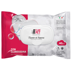 Flair Pet Salviette Detergenti Nuvole di Sapone con Clorexidina 40pz