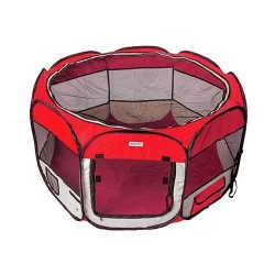 AQpet Pet Playpen Recinto Pieghevole per Piccoli Animali Rosso