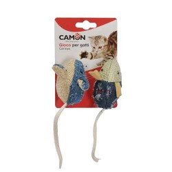 Camon Gioco per Gatti Coppia di Topini in Tessuto 6 cm