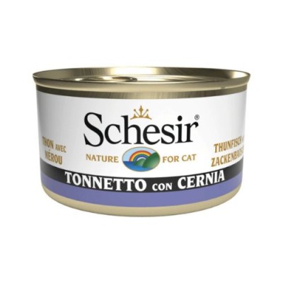 Schesir Cat Linea Blue Deluxe Tonnetto con Cernia in Gelatina Lattina 85 gr