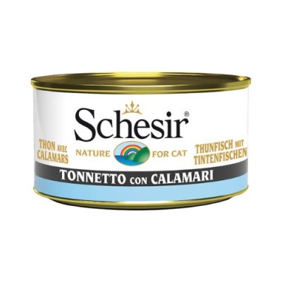 Schesir Cat Linea Blue Deluxe Tonnetto con Calamari in Gelatina Lattina 85 gr