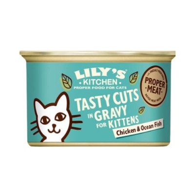 Lily's Kitchen Cat Umido Tasty Cuts Kitten Pollo e Pesce Oceanico Lattina 85gr