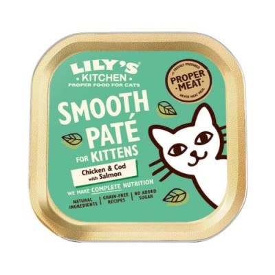 Lily's Kitchen Cat Umido Smooth Patè Kitten Pollo Merluzzo e Salmone Vaschetta 85gr