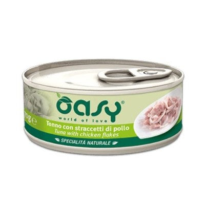 Oasy Cat Specialità Naturali Tonno con Straccetti di Pollo Lattina 70 g