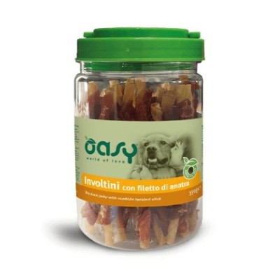 Oasy Dog Snack per Cani Involtini di Anatra Barattolo 350 g