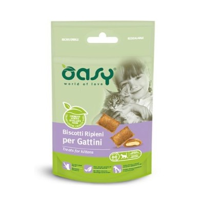 Oasy Cat Snack Biscotti Ripieni per Gattini con Pollo 60 g