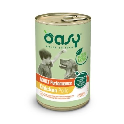 Oasy Dog Lifestages Adult Performance con Pollo Lattina in Patè 400 g