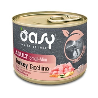 Oasy Dog Grain Free Adult Small Mini Monoproteico Tacchino e Verdure Lattina 200 g