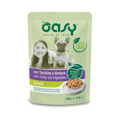 Oasy Dog Straccetti in Salsa Adult con Tacchino e Verdure Busta 100gr