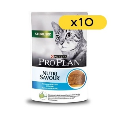 Pro Plan Cat Nutrisavour Sterilised con Merluzzo Patè Multipack 10x85gr