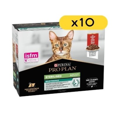Pro Plan Cat Nutrisavour Sterilised con Manzo Multipack 10x85 g