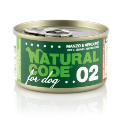 Natural Code Dog 02 Manzo e Verdure al Naturale Lattina 90 gr