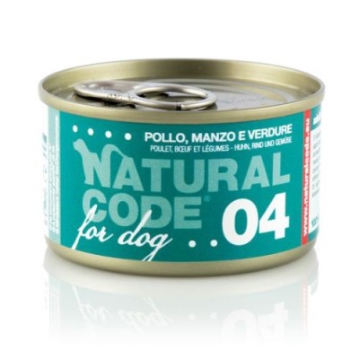 Natural Code Dog 04 Pollo Manzo e Verdure al Naturale Lattina 90 gr