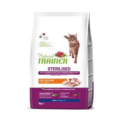 Natural Trainer Cat Adult Sterilized con Tacchino 3kg