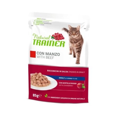 Natural Trainer Cat Adult con Manzo Bocconcini in Salsa Busta 85 g