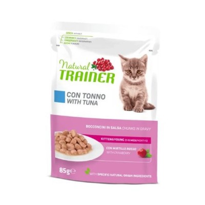 Natural Trainer Cat Kitten e Young con Tonno Bocconcini in Salsa 85 g