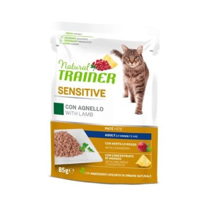 Natural Trainer Cat Adult Sensitive con Agnello Bocconcini in Salsa Busta 85 g