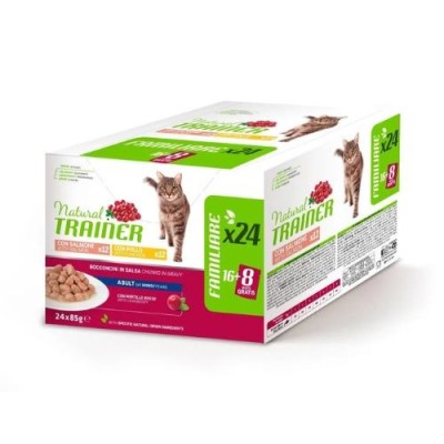 Natural Trainer Cat Adult Pollo e Salmone Multipack 24x85 g