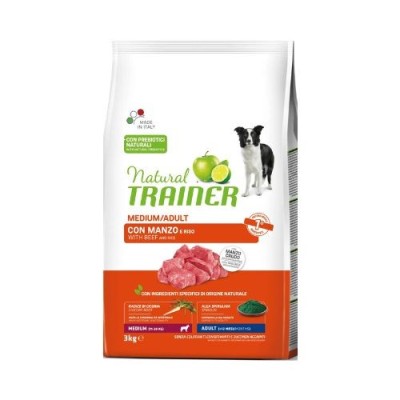 Natural Trainer Adult Medium con Manzo e Riso 3 kg