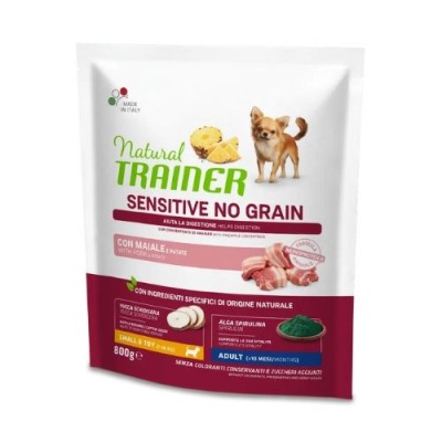 Natural Trainer Dog Sensitive NO Grain Adult Mini Maiale 800 gr