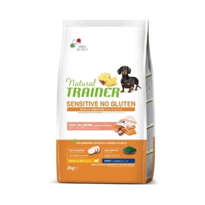 Natural Trainer Dog Sensitive NO Gluten Adult Mini con Salmone e Cereali Integrali 2 kg