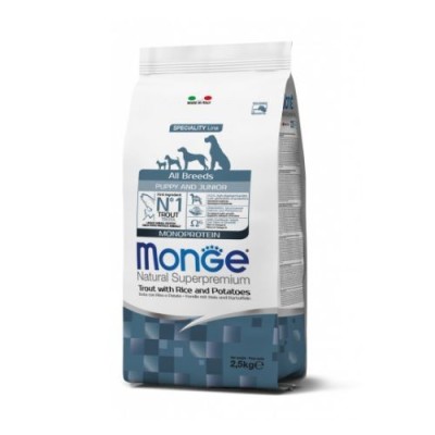 Monge Dog Natural All Breeds Puppy & Junior Trota e Riso 2,5kg