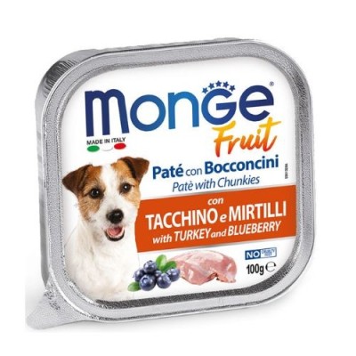 Monge Dog Fruit Patè e Bocconcini con Tacchino e Mirtilli 100 gr