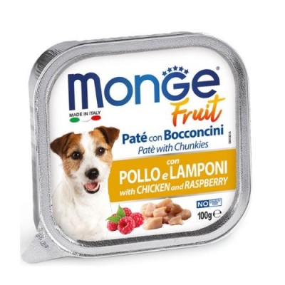 Monge Dog Fruit Patè e Bocconcini con Pollo e Lamponi 100 gr