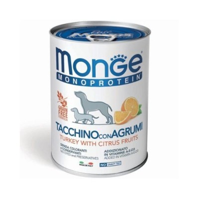 Monge Dog Pate Monoproteico Tacchino Riso e Agrumi Lattina 400 g