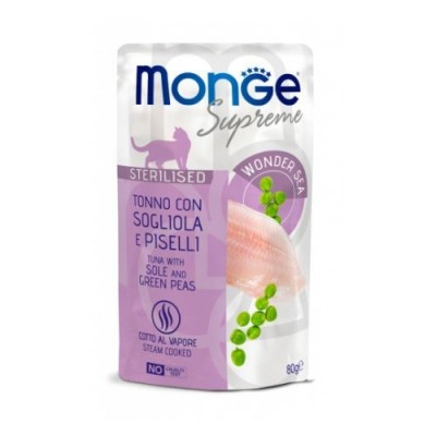 Monge Cat Supreme Adult Sterilised Tonno con Sogliola e Piselli Busta 80gr