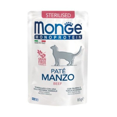 Monge Cat Monoprotein Patè Adult Sterilised Manzo Busta 85gr