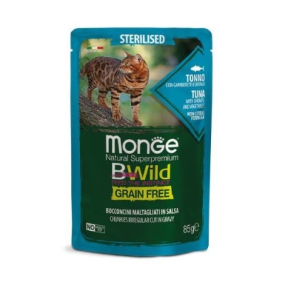 Monge Cat BWild Adult Sterilized con Tonno Gamberetti e Ortaggi Busta 85gr