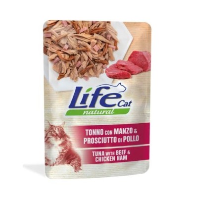 Life Cat Natural Tonno Manzo Prosciutto in Gelatina Busta 70gr