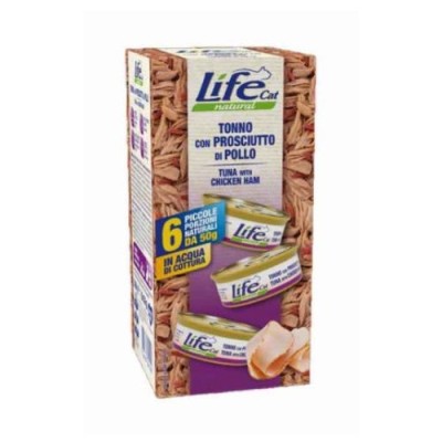 Life Cat Natural Multibox Tonno con Prosciutto di Pollo Lattine 6x50gr