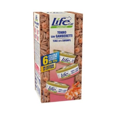 Life Cat Natural Multibox Tonno con Gamberetti Lattine 6x50gr