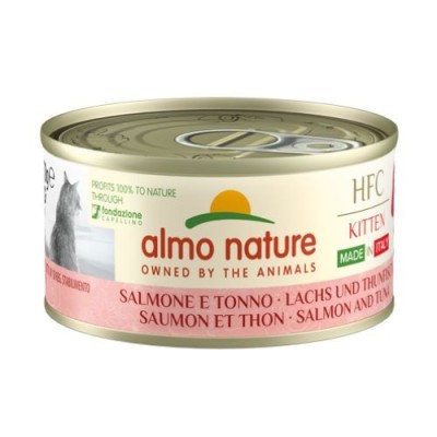 Almo Nature Cat HFC Natural Made In Italy Kitten Salmone con Tonno Lattina 70gr