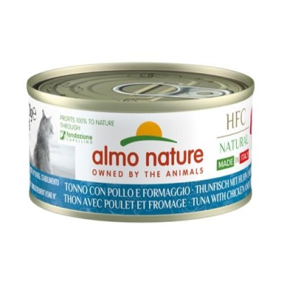 Almo Nature Cat HFC Natural Made In Italy Tonno con Pollo e Formaggio Lattina 70gr
