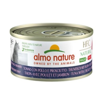 Almo Nature Cat HFC Natural Made In Italy Tonno con Pollo e Prosciutto Lattina 70gr