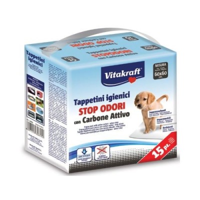 Vitakraft Tappetini Igienici Assorbenti con Carbone Attivo 60x60 15 pz