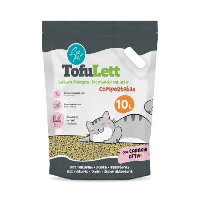Leopet Tofulett Lettiera al Tofu per Gatti Agglomerante in Pellet Carboni Attivi 10Lt