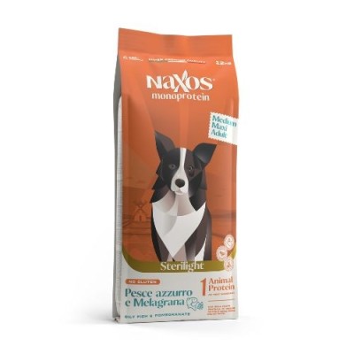 Naxos Monoprotein per Cani Adult Medium Maxi Sterilight Pesce Azzurro e Melagrana 12kg