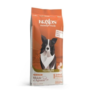 Naxos Monoprotein per Cani Adult Medium Maxi Sterilight Maiale e Agrumi 12kg