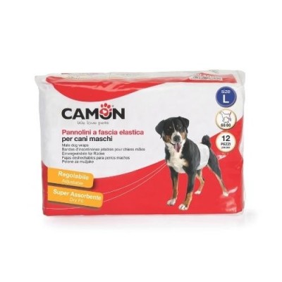 Camon Pannolini a Fascia Elastica per Cani Maschi Misura L 12 pz