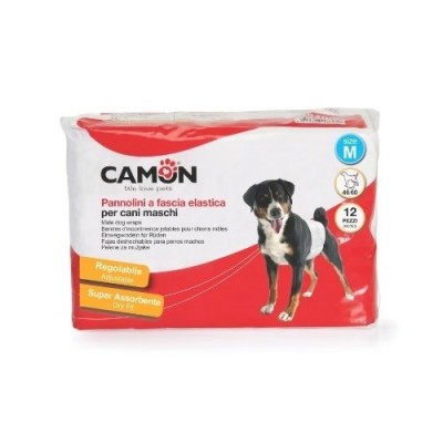 Camon Pannolini a Fascia Elastica per Cani Maschi Misura M 12 pz