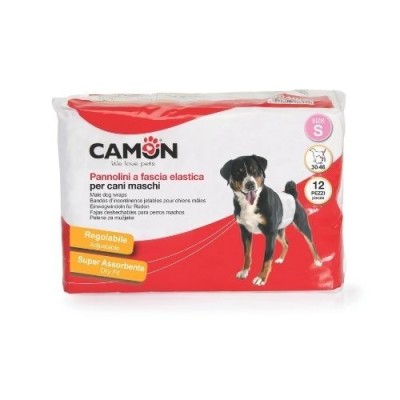 Camon Pannolini a Fascia Elastica per Cani Maschi Misura S 12 pz