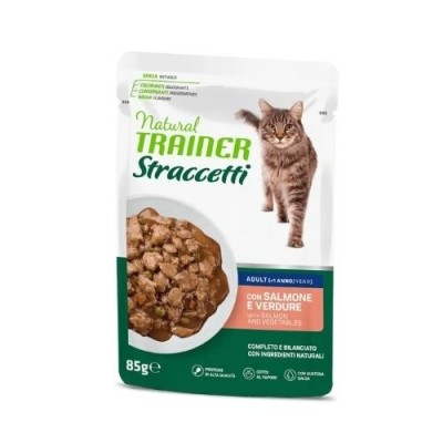 Natural Trainer Cat Straccetti Adult Salmone e Verdure 85 g