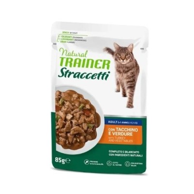 Natural Trainer Cat Straccetti Adult Tacchino e Verdure 85 g