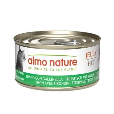 Almo Nature Cat HFC Jelly Tonno con Gallinella Lattina 70gr Almo Nature Cat HFC Jelly Tonno con Gallinella Lattina 70gr